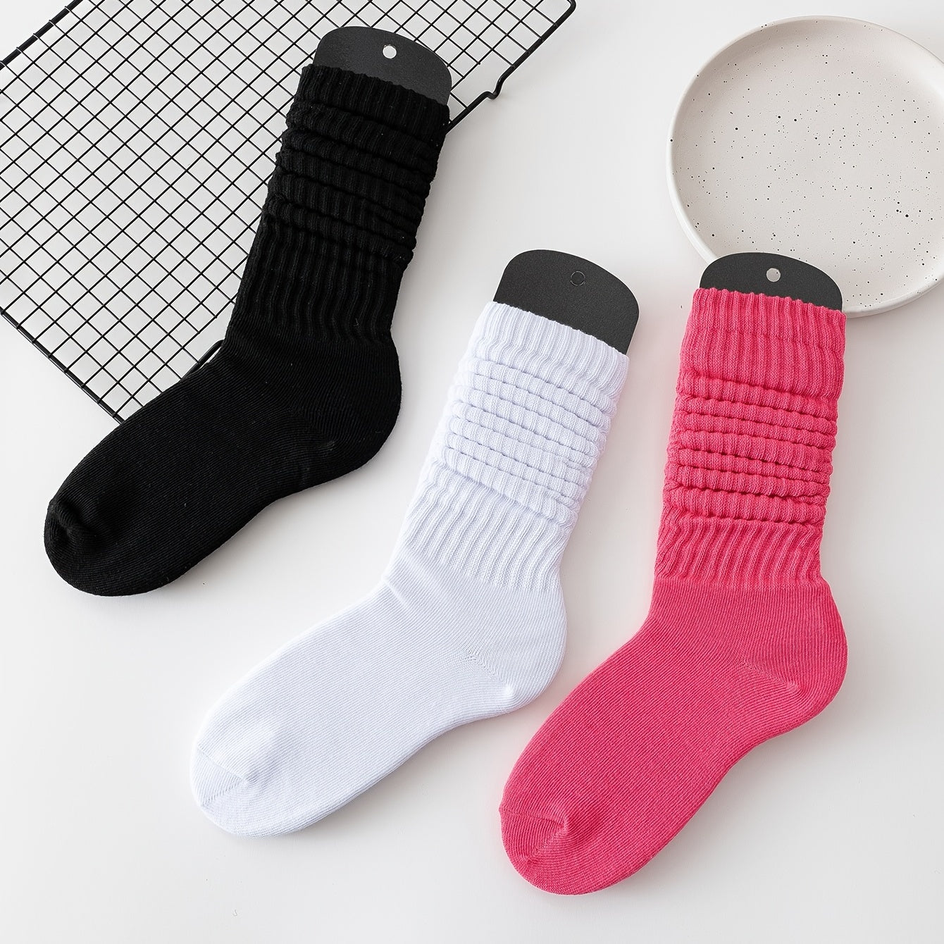 3 Pairs Slouch Crew Socks Cozy & Breathable All-match Street Socks