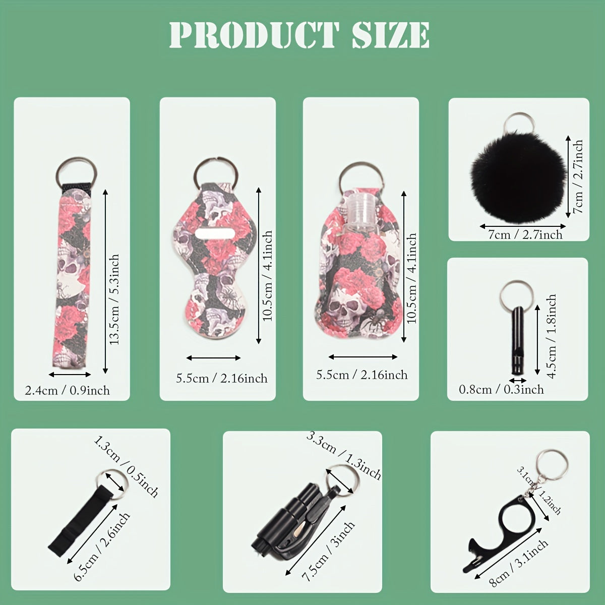 8pcs Self Defense KeyChain Protective Accessories Set Men