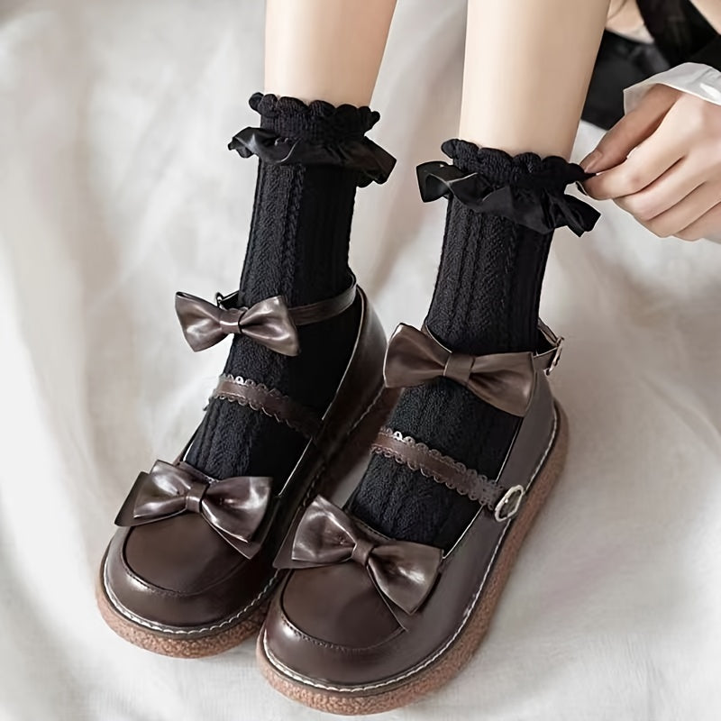 4 Pairs Textured Ruffle Socks Women's Stockings