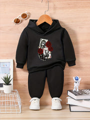 ROSE & POKER & SKULL Graphic Spooky Outfit Toddler Baby Set