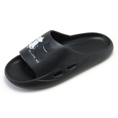 Men's Cartoon & Cat Slide Slippers, Quick Drying
