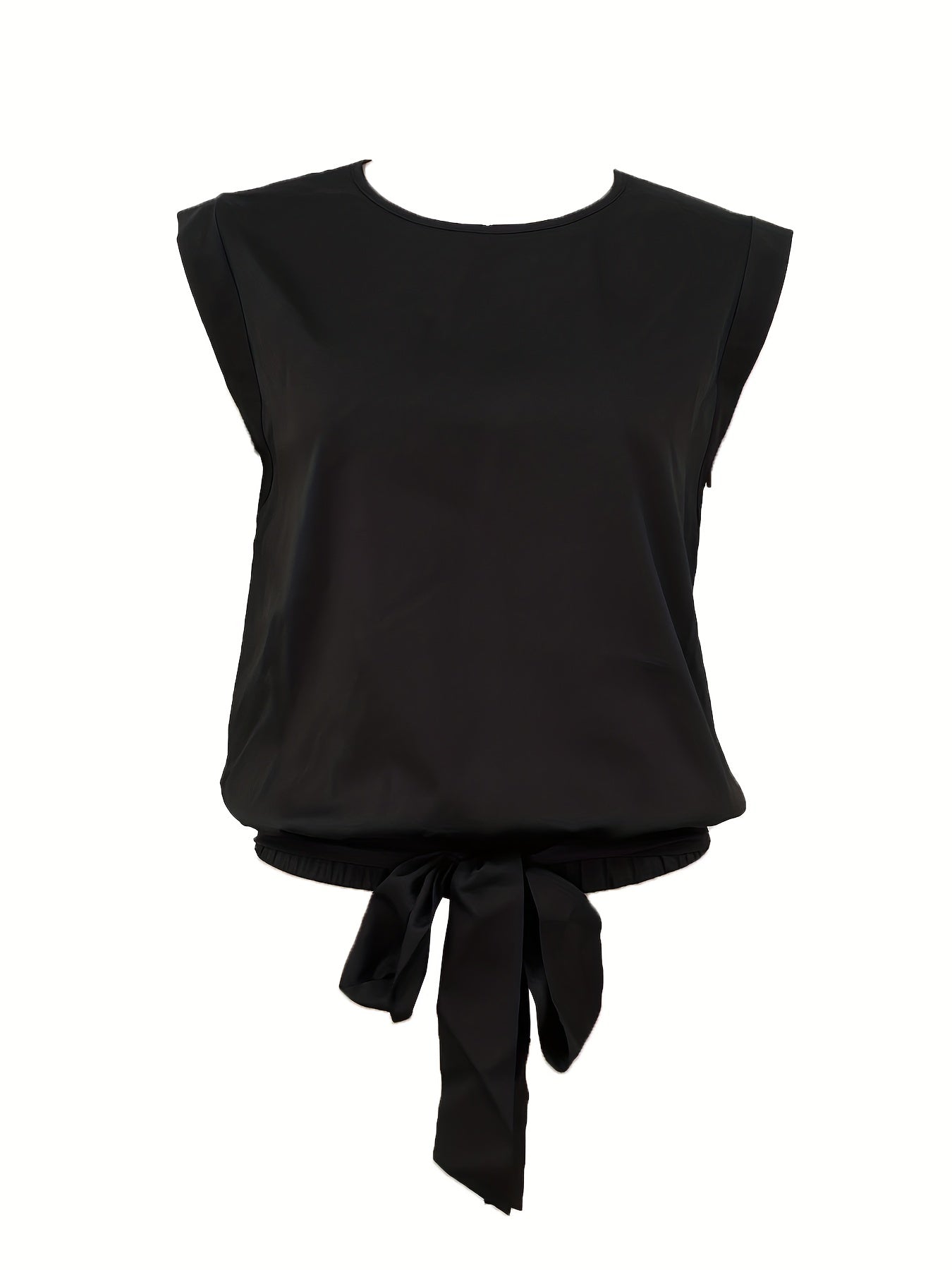 Knotted Wide Strap Top Sleeveless Casual Crew Neck