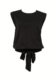 Knotted Wide Strap Top Sleeveless Casual Crew Neck