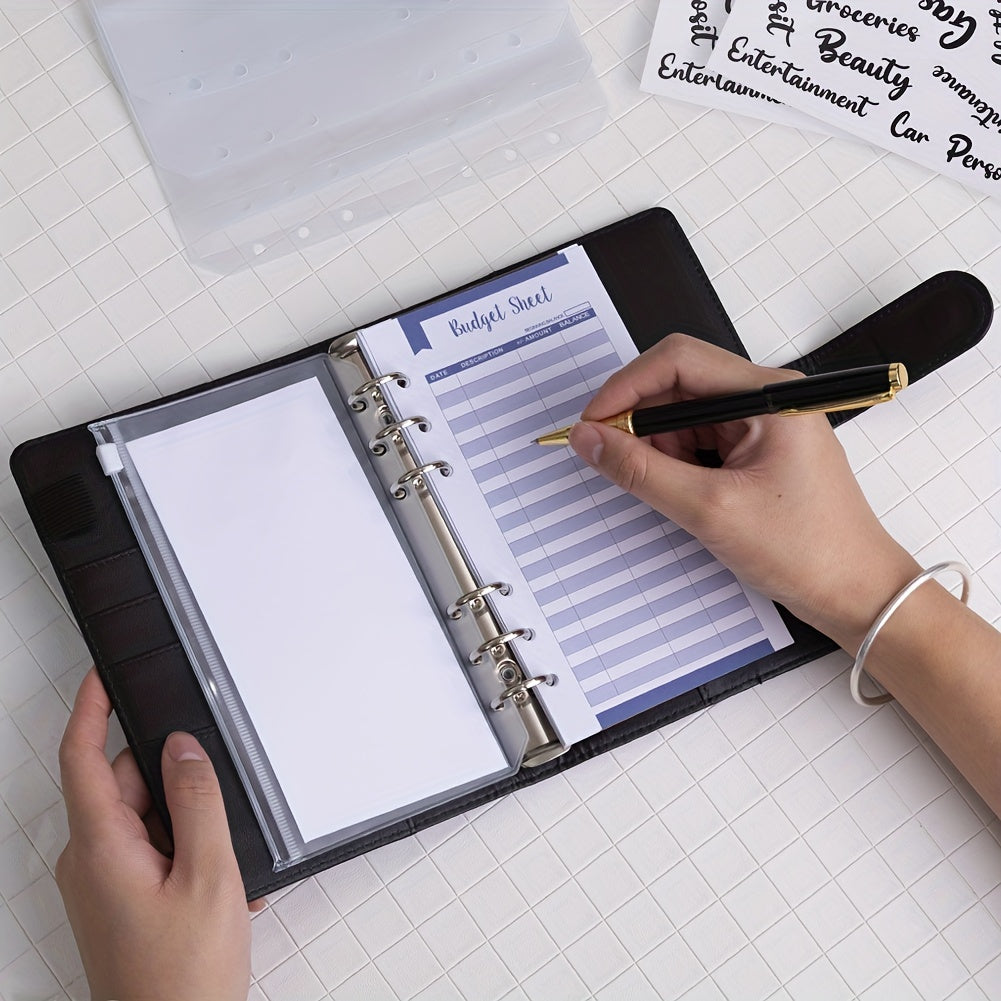 8pcs A6 Waterproof PVC Cash Envelopes for 6 Ring Binder