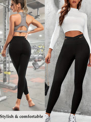 Cross Hollow High Waist Legging Tummy Control Yoga Pants