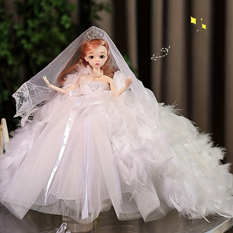 Princess Wedding Dress Model for Girl with Crown Veil Bow