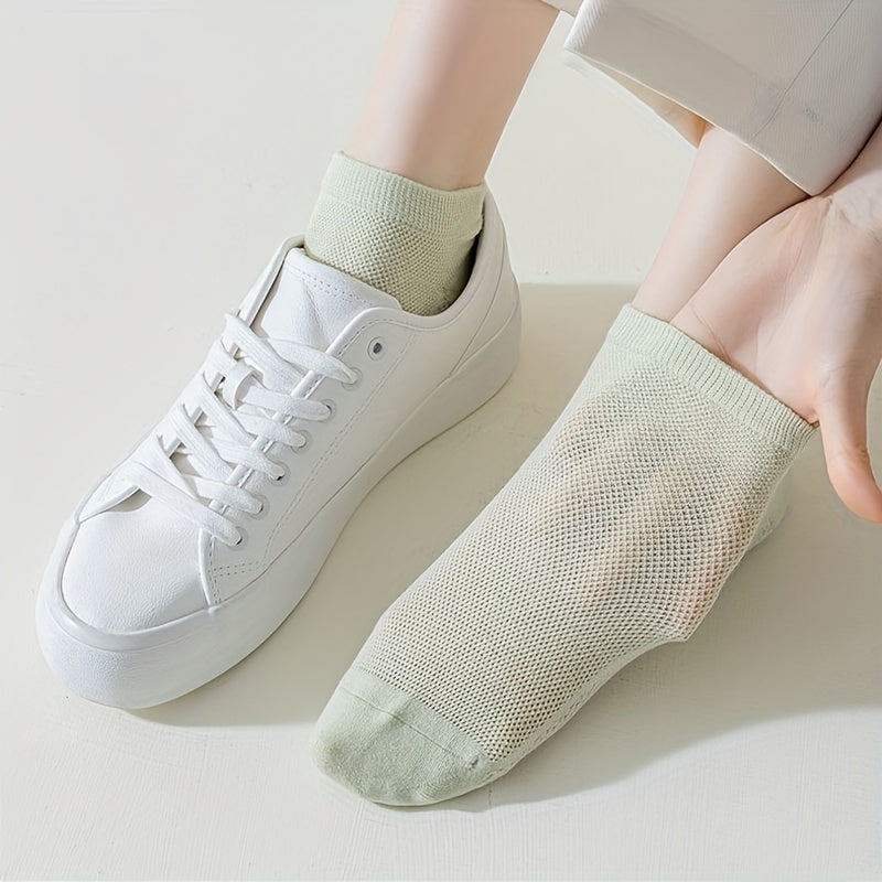 4 Pairs Solid Socks Comfy & Breathable All match Women's Stockings