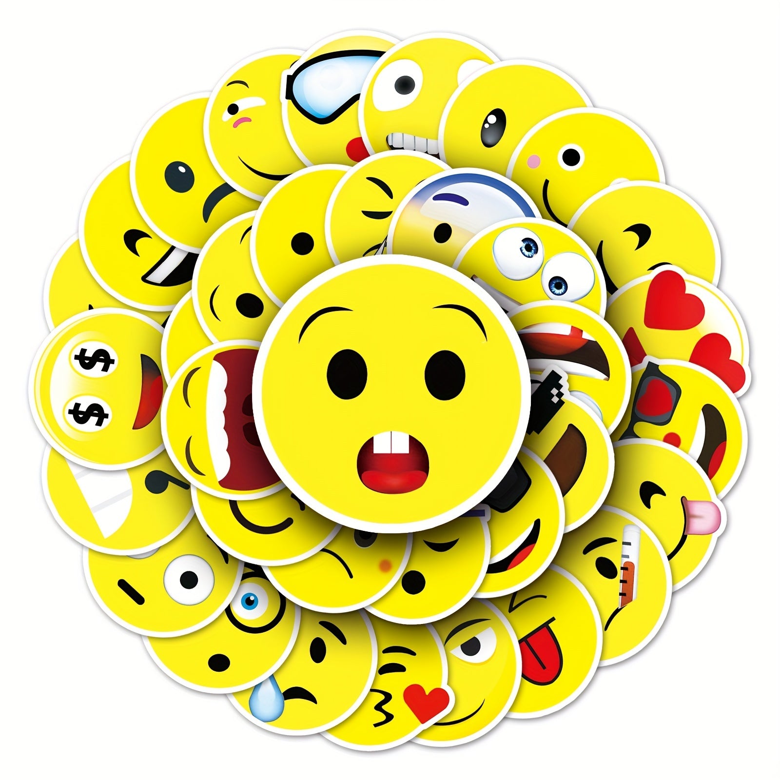 50pcs Smiling Face Stickers Waterproof Luggage Graffiti Motorcycle Car
