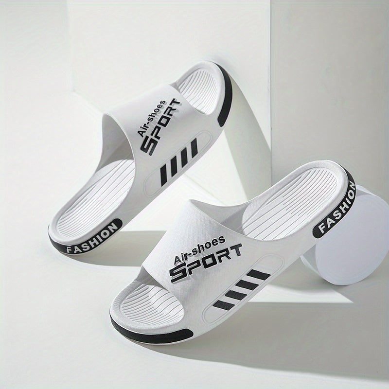 Men's Letter Print Platform Slides Unisex Slippers