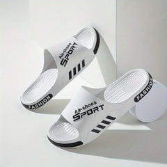 Men's Letter Print Platform Slides Unisex Slippers