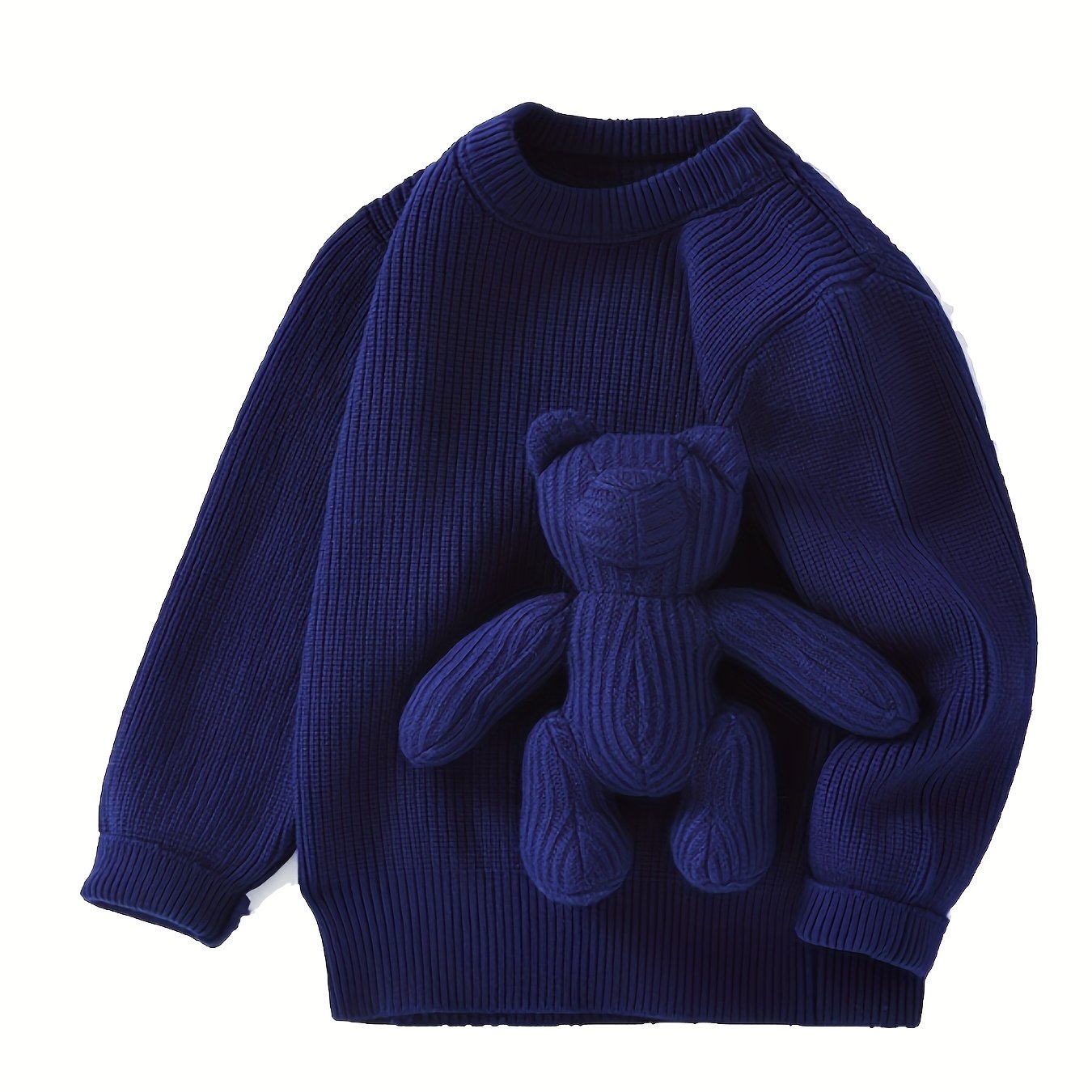 Boys Pullover Sweaters Kids Toddlers Long Sleeve Knit Bear Decor Sweaters