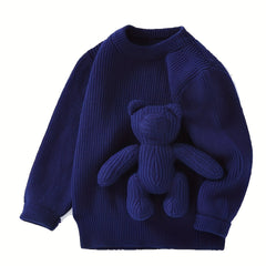 Boys Pullover Sweaters Kids Toddlers Long Sleeve Knit Bear Decor Sweaters