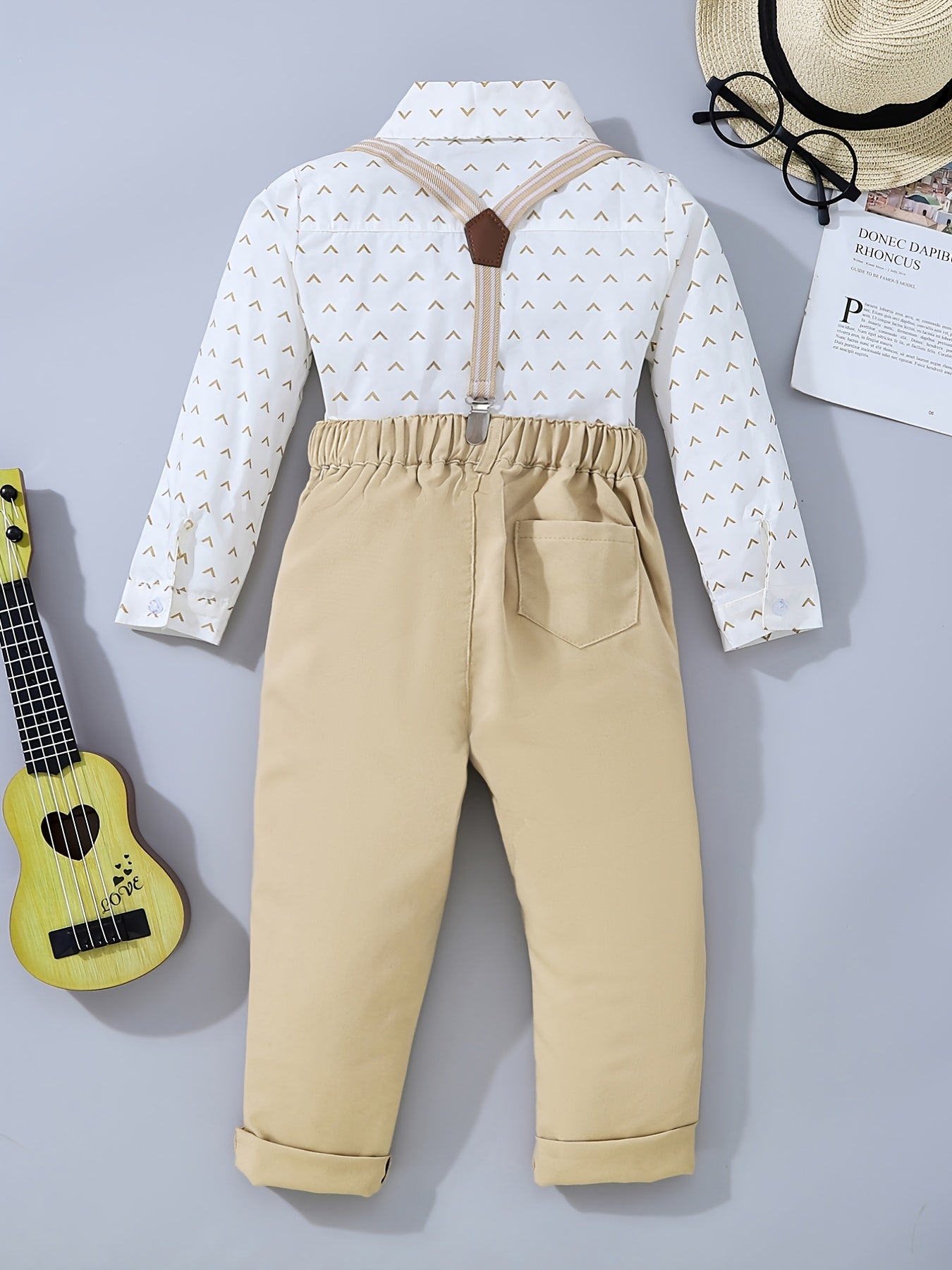 Boys Gentleman Bowtie Shirt & Overalls Set