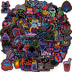 100Pcs Neon Light Stickers Pack Waterproof Vinyl DIY Decals