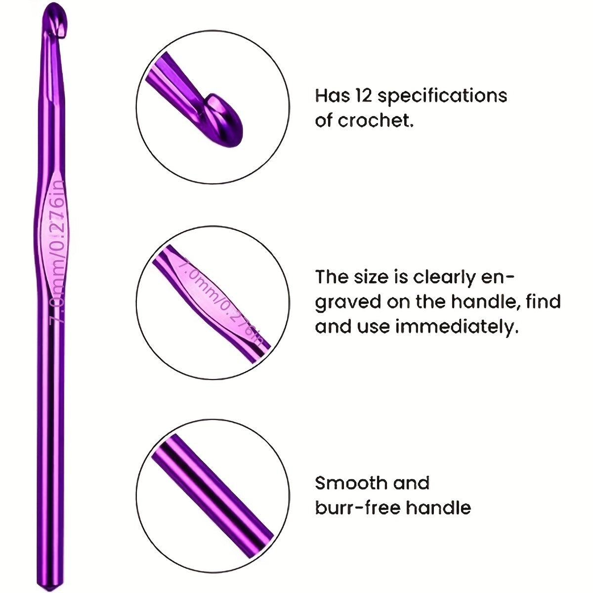 24pcs Crochet Kit: 12 Acrylic Yarn 10g + 12 Knitting Crochet Hooks 2-8mm