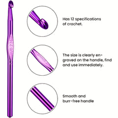 24pcs Crochet Kit: 12 Acrylic Yarn 10g + 12 Knitting Crochet Hooks 2-8mm