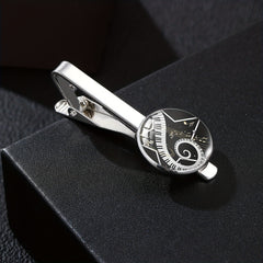 Vintage Piano Keyboard Music Note Round Tie Clip Buckle Gift