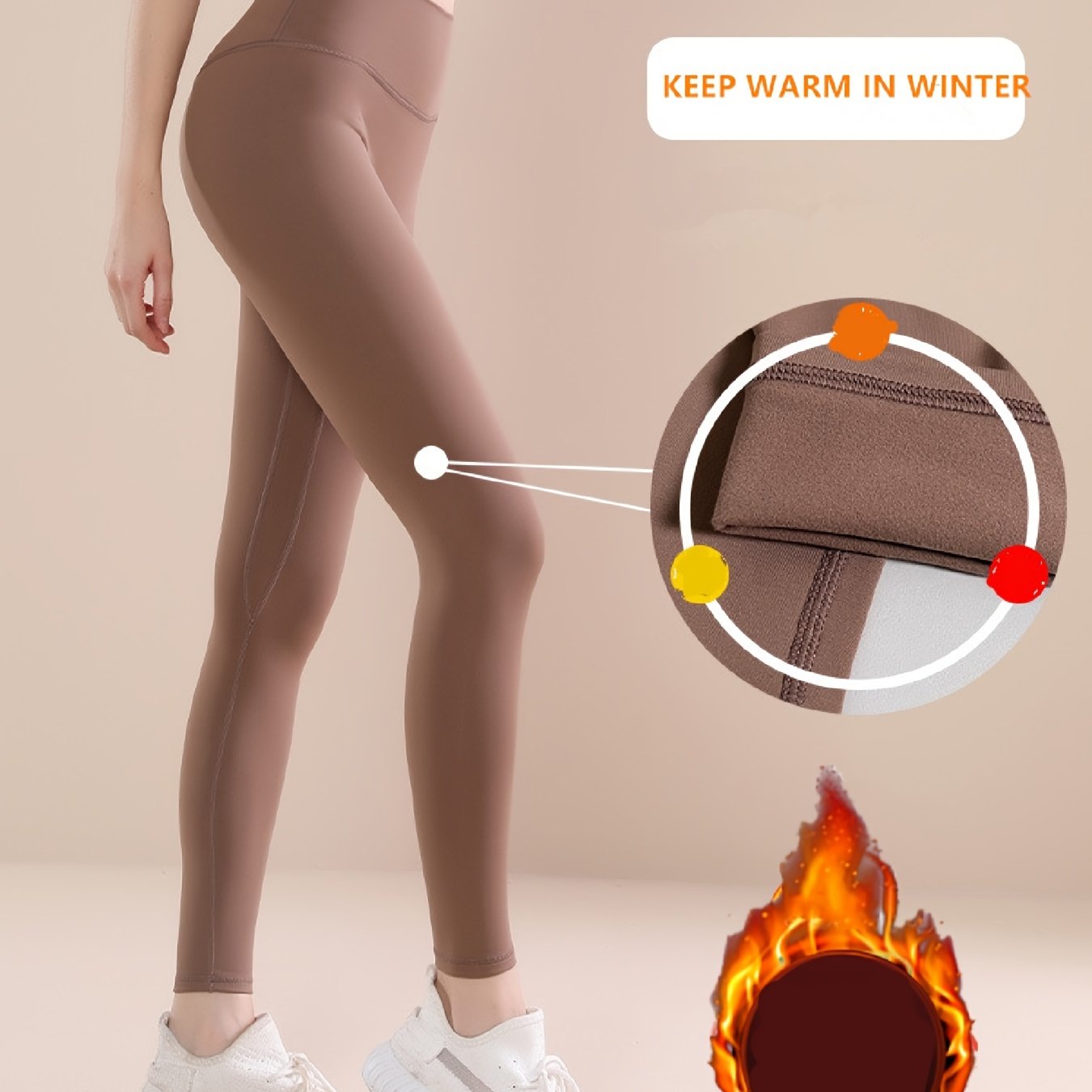 High Waist Fleece Yoga Leggings Soft Slim Fit Sports Pants
