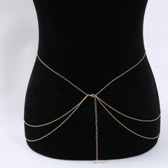Boho Waist Chain with Crescent Pendant for Women