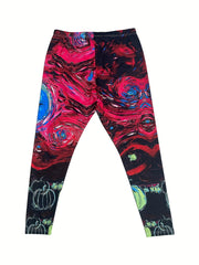 Women's Plus Witch & Pumpkin Print High Rise Yoga Leggings