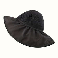 Large Brim Sun Hat Ruffles Solid Foldable Sunscreen Hats Women