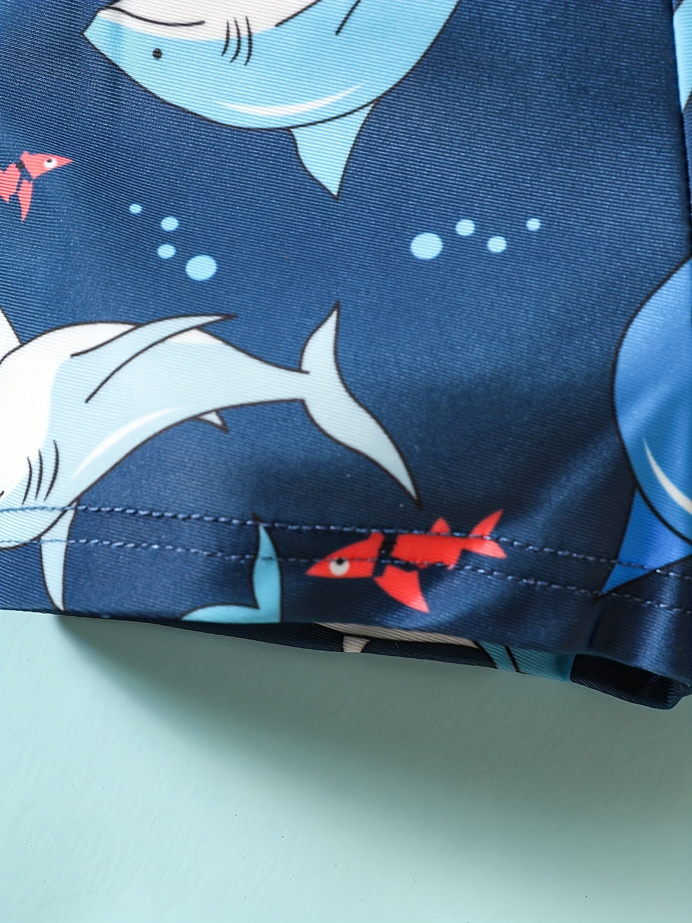 Boys Shark Print Swimsuit Set Short Sleeve Shirt & Swim Trunks