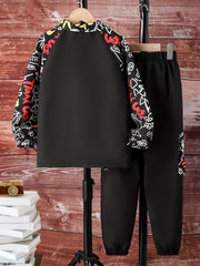 Street Style Boy's Graffiti 2pcs Jacket & Cargo Pants Set