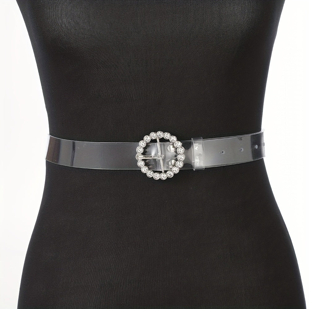 Stylish Rhinestone Eyelet Belt with Buckle for Women