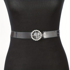Stylish Rhinestone Eyelet Belt with Buckle for Women