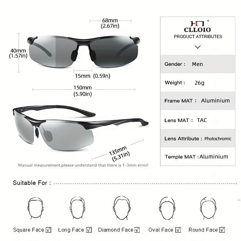 CLLOIO Photochromic Lens Polarized Sunglasses for Sports