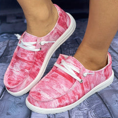 Women's Stylish Tie Dye Pink Boat Shoes Skate Shoes