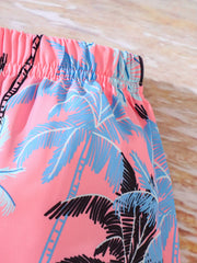 Boys Tropical Coconut Trees Casual Shorts for Beach Vacation