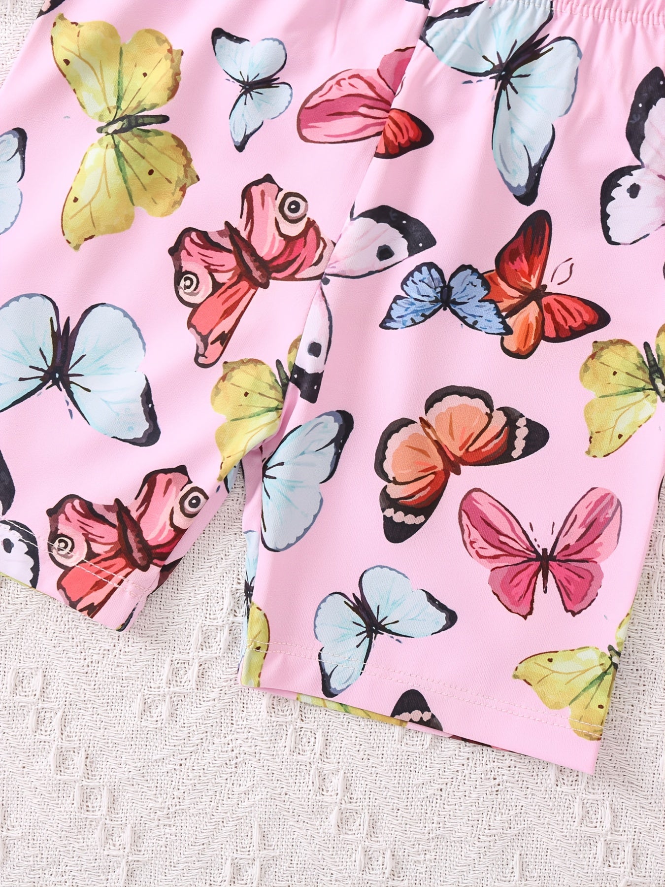 Girls Butterfly Print Tee & Shorts Set - Summer Clothes