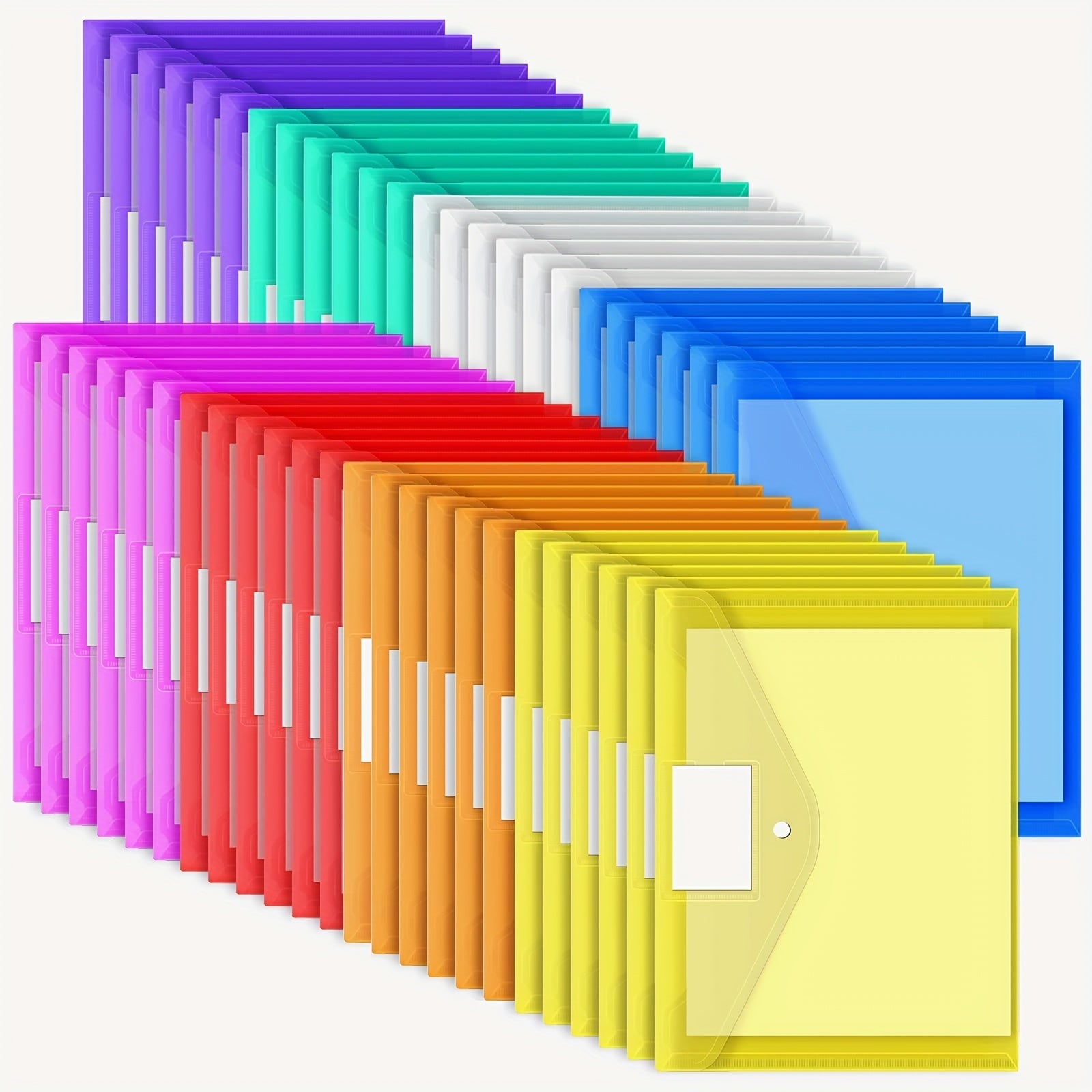 48pcs 10 Colors Plastic Envelopes Poly Envelopes File Folders