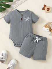 2pcs Baby Boys Mama's Boy Short Sleeve Onesie & Shorts Set
