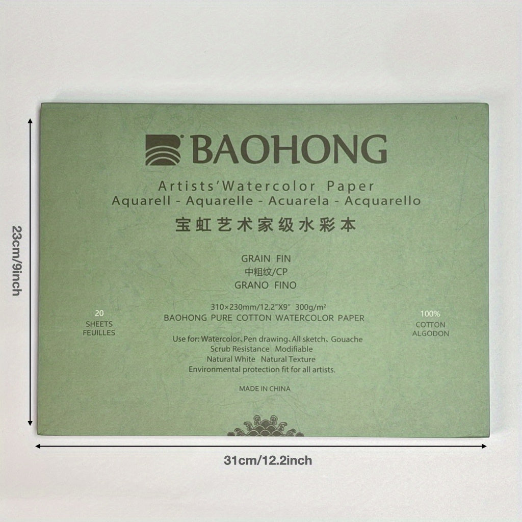 140LB Watercolor Paper Block, 20 Sheets, 300GSM