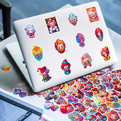 Macabre Circus Clown Stickers for Street Culture Enthusiasts