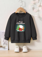 Reindeer Snow Graphic Crew Neck Sweatshirt Kids Christmas Gift