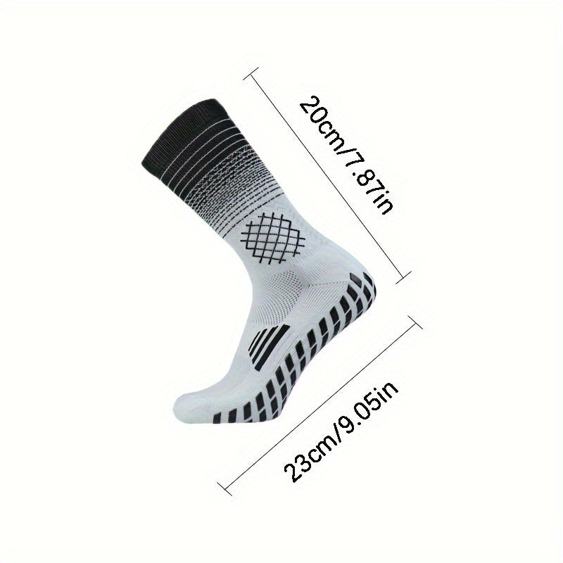Men's Soccer Socks Non slip Grip Sports Crew Socks