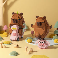Capybara Shaped Building Block Dolls for Home and Office Decor