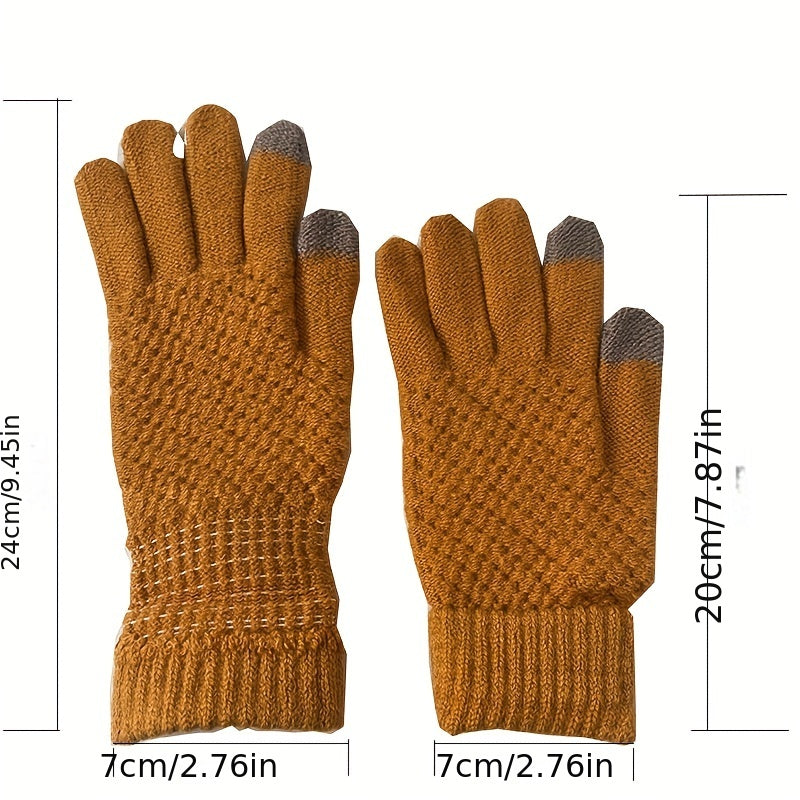 Adult Winter Knitted Gloves Unisex Warm Short Gloves for Women & Men