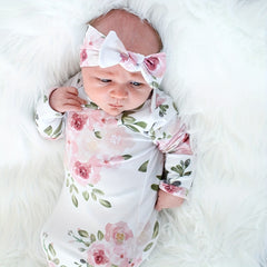 Newborn Photo Prop Stretch Sleeping Bag Set with Hairband
