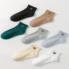 Cute Bear Print Crew Socks Set for Women