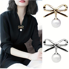Faux Pearl Brooch Metallic Dress Accessories Wedding Jewelry