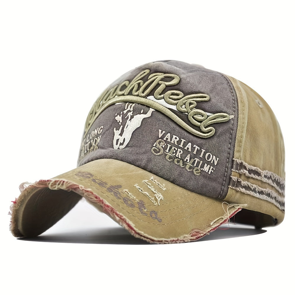 Vintage Ripped Baseball Cap Letter Embroidery Distressed Dad Hat