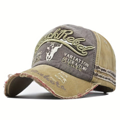 Vintage Ripped Baseball Cap Letter Embroidery Distressed Dad Hat