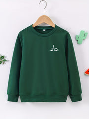 Dinosaur Print Boys Casual Pullover Sweatshirt Long Sleeve Crew Neck Tops