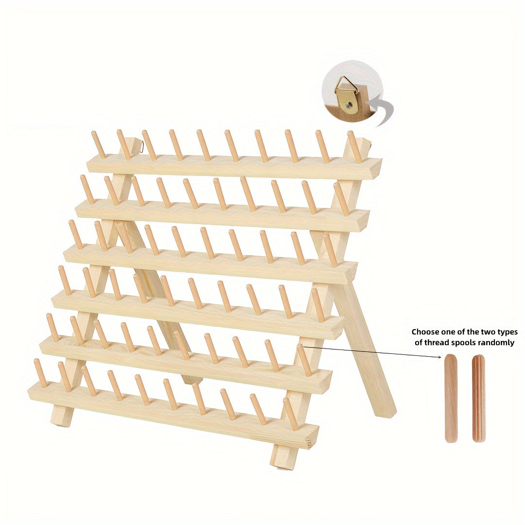 60 Spool Wooden Thread Holder Sewing Embroidery Rack Organizer