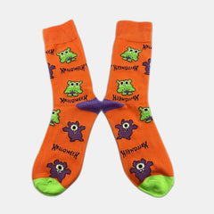 5 Pairs Pumpkin & Skull Print Socks Funny Halloween Crew Socks Women's Stockings
