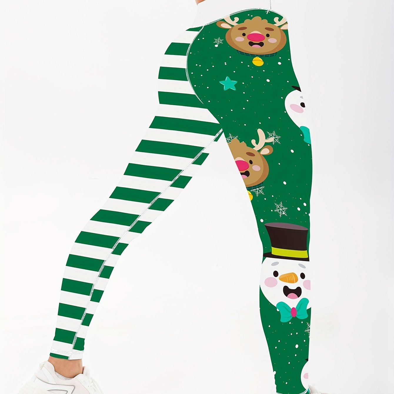 Christmas Print High Waist Yoga Leggings - Quick Drying